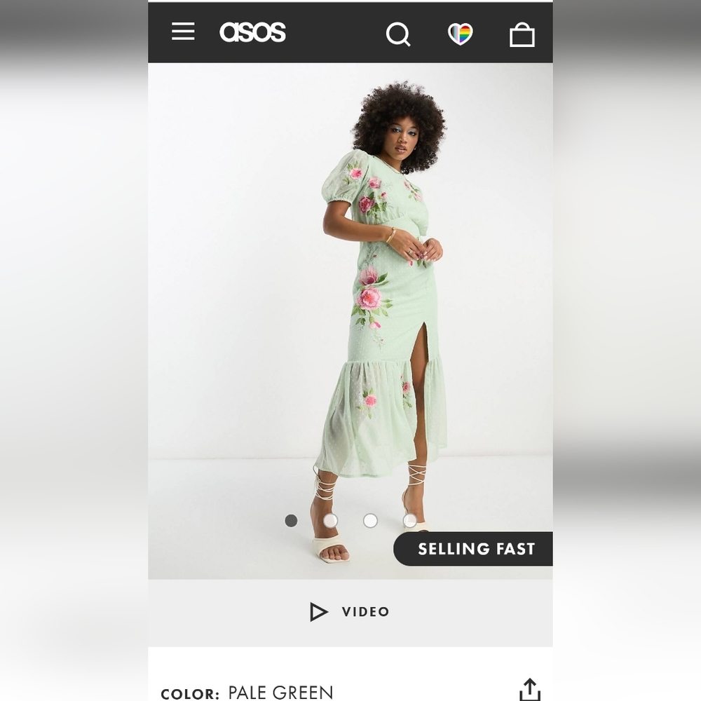 Women's asos mint green floral dress